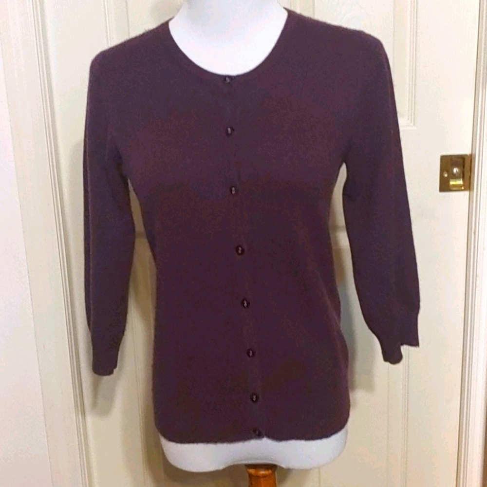 Cashmere Cache 3/4 Sleeve Cardigan Sweater